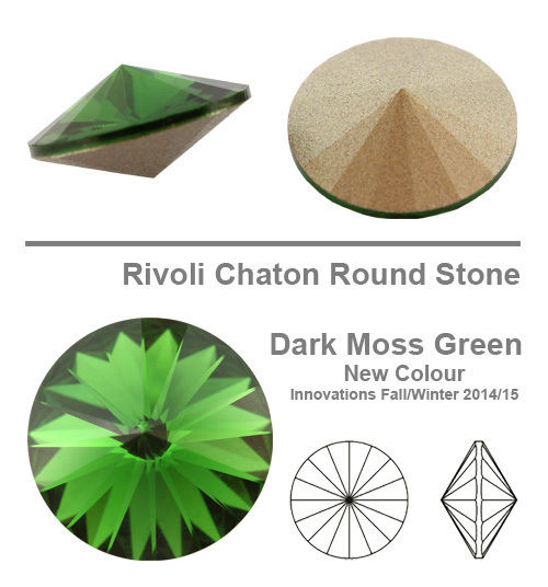 Swarowsky Rivoli Crystal 260 Dark Moss Green 14mm